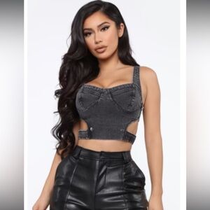 I’d Rather Be Wild Denim Top - Black - Size L